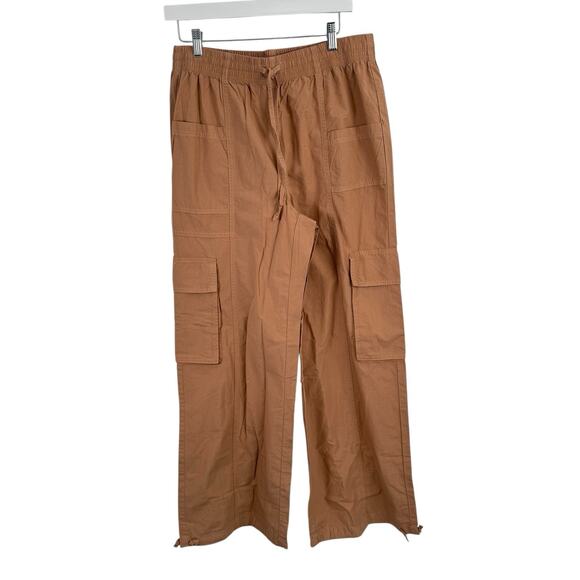 Aerie High Waisted Go For It Baggy Cargo Pants Brown Tan NEW Womens Medium - Picture 2 of 9